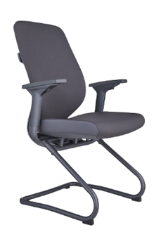 Fabric Visitor Chair with Sled Base – Black