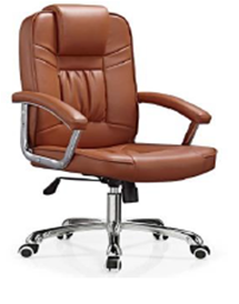 Medium-Back PU Leather Office Chair with Chrome Base – Tan Brown