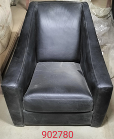 Leather Armchair with Wide Arms – Black
