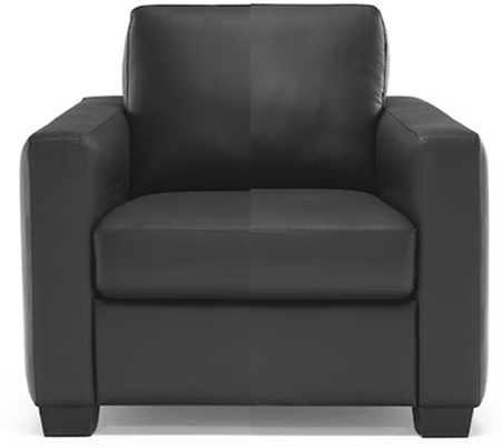 Leather Armchair with Square Arms – Brown