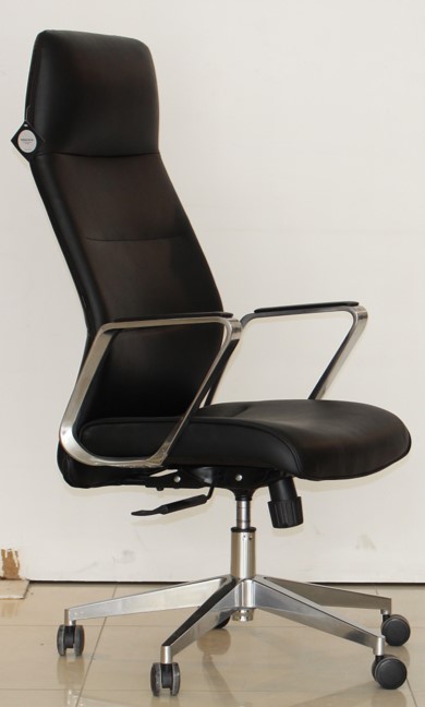 High-Back Executive Chair with Chrome Arms – Black