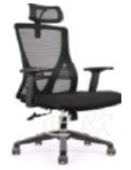 High-Back Mesh Chair with Headrest & Adjustable Arms – Black