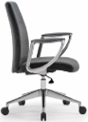 Low-Back Leather Chair with Chrome Arms – Black