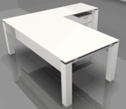L-shaped desk | مكتب زجاج حرف L