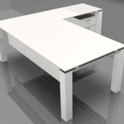 L-shaped desk | مكتب زجاج حرف L