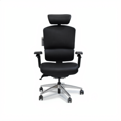 High-Back Executive Chair with Headrest – Black PU Leather | كرسي مدير جلد ظهر عالي أسود