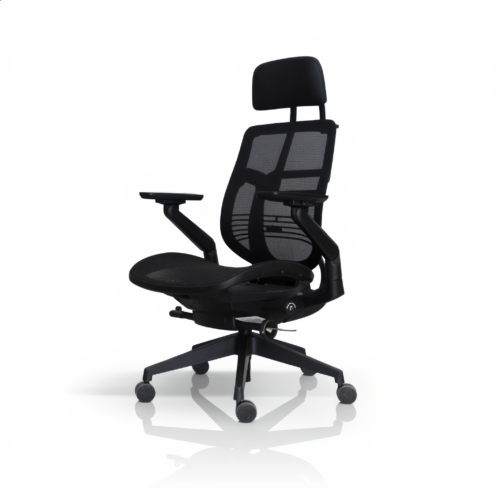 Ergonomic High-Back Mesh Chair with Headrest – Black | كرسي شبك ظهر عالي مع مسند رأس أسود