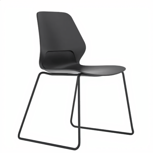 Cafeteria Chair with Sled Base – Black | كرسي كافتيريا قاعدة حديد أسود