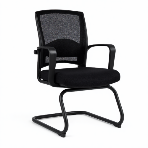 Mesh Visitor Chair – Black | كرسي زائر ظهر شبك ثابت أسود