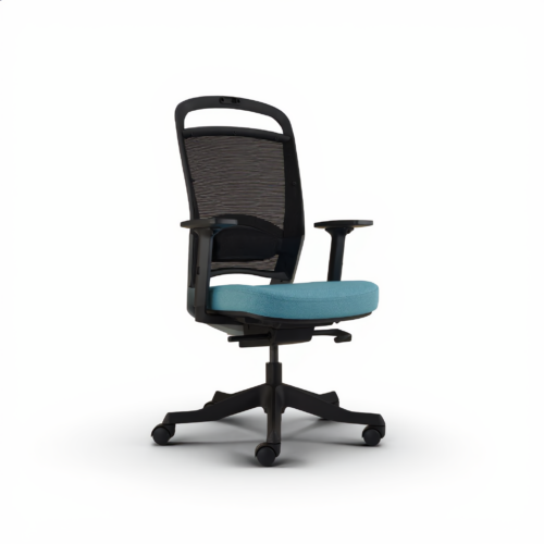 Ergonomic Mesh Task Chair – Black / Blue Seat | كرسي مكتب شبك مريح أسود ومقعد أزرق