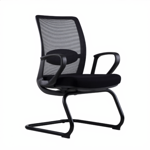 Merryfair Mesh Visitor Chair – Cantilever Base, Black | كرسي زائر شبك بقاعدة زلاجة أسود