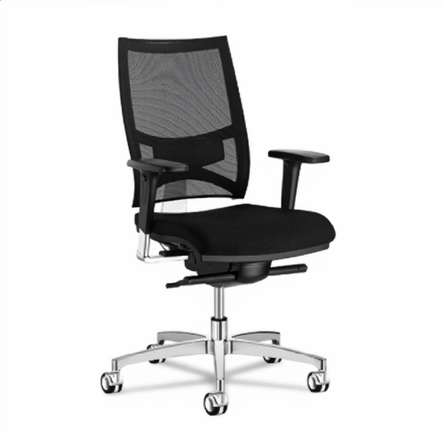 Medium-Back Mesh Swivel Chair with Adjustable T-Arms – Black | كرسي دوار شبك ظهر وسط أسود