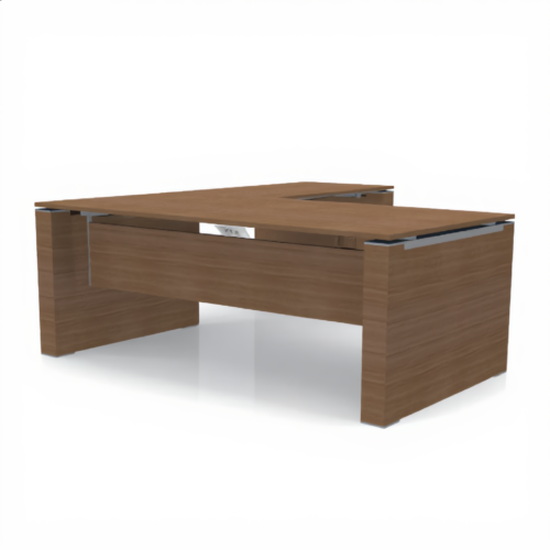 L-Shaped Desk 180×100 with Side Return & Mobile Pedestal – Walnut | مكتب خشب حرف L جوز مع وحدة أدراج