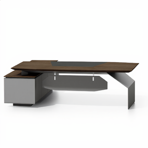 Executive L-Desk 240cm – Right Cabinet, Light Walnut | مكتب مدير حرف L خزانة يمين جوز فاتح