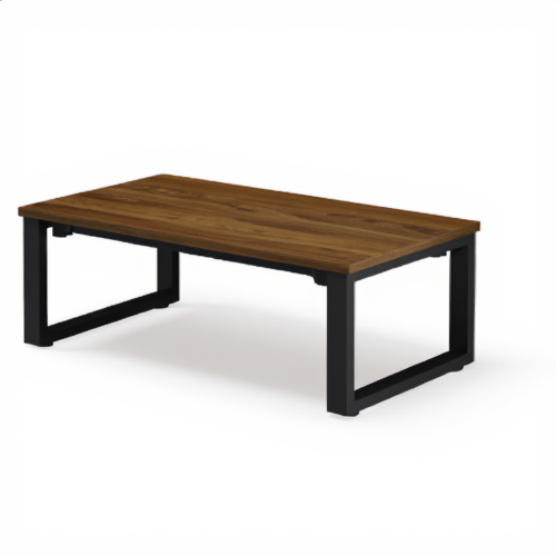 Coffee Table 120×60 – Grey Metal Frame – Walnut | طاولة وسط إطار حديد رمادي جوز