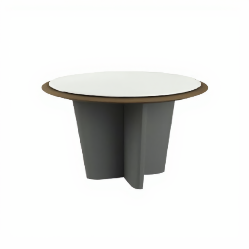 Round Meeting Table Ø120 with Leather Inlay Top | طاولة اجتماعات دائرية 120 سم
